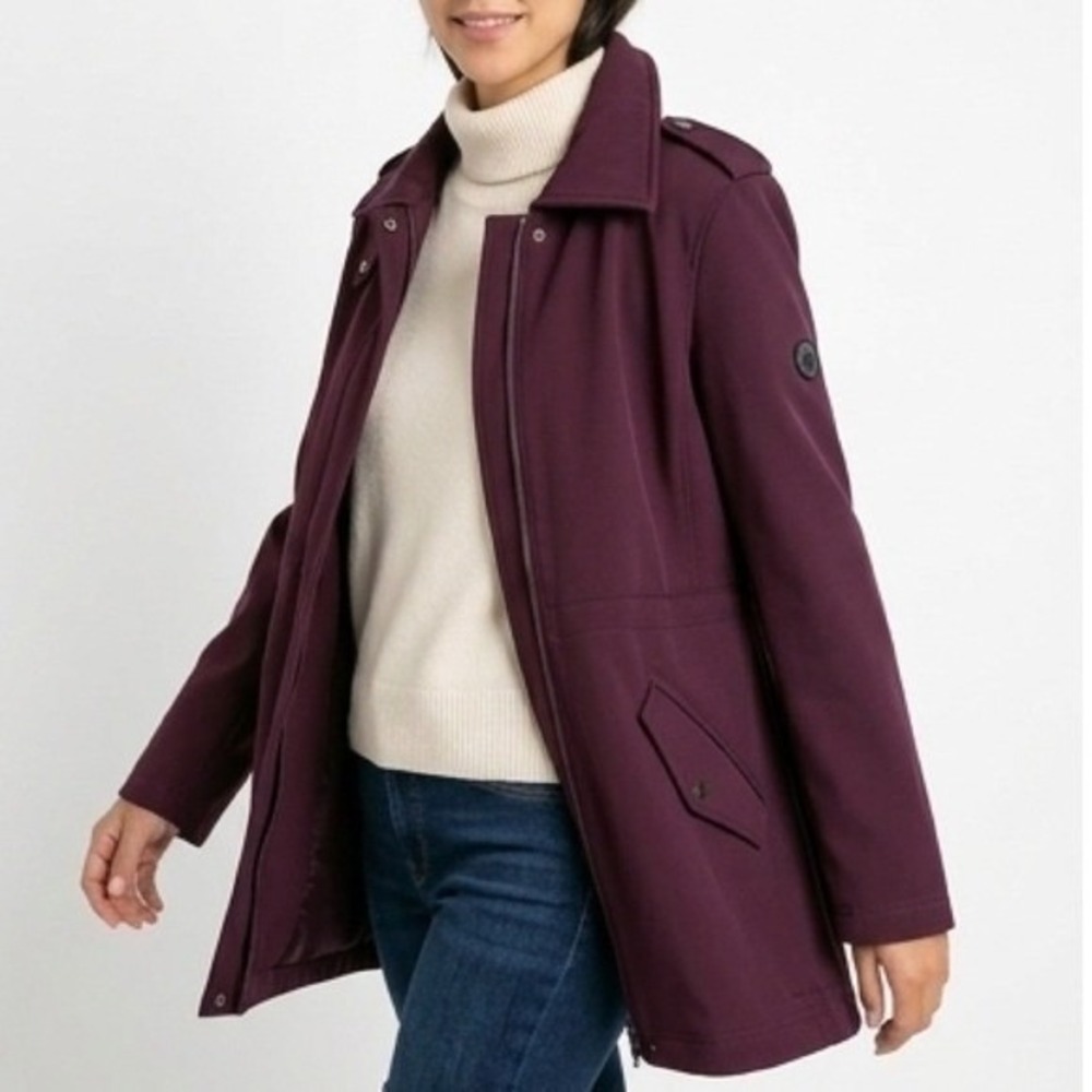 Calvin Klein Softshell Jacket Women M Purple Black Plum Water‎ Resistant Anorak